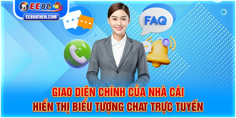 Giao diện chính của EE88 hiển thị biểu tượng chat trực tuyến